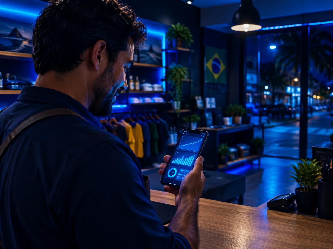 Empreendedor acompanhando métricas de anúncios no celular